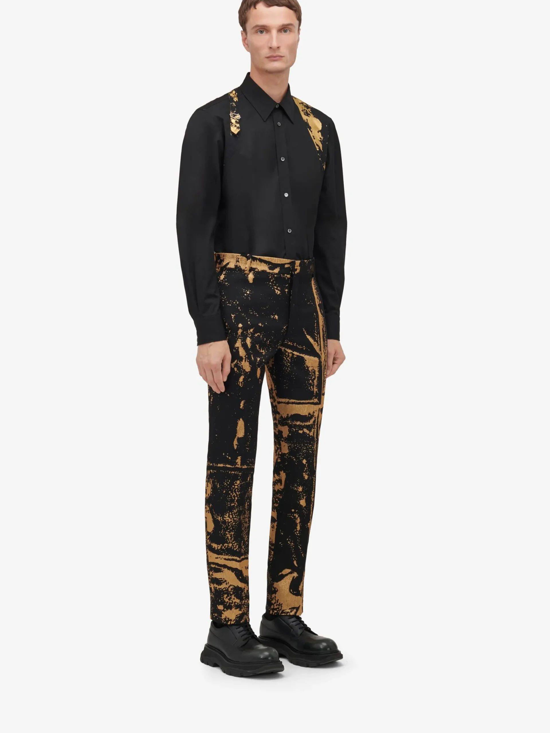Clearance Alexander McQueen Men's Fold Harness Shirt in Black