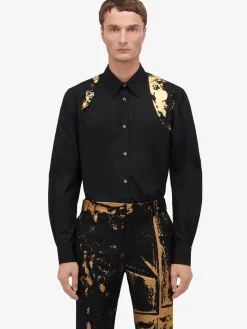 Clearance Alexander McQueen Men's Fold Harness Shirt in Black