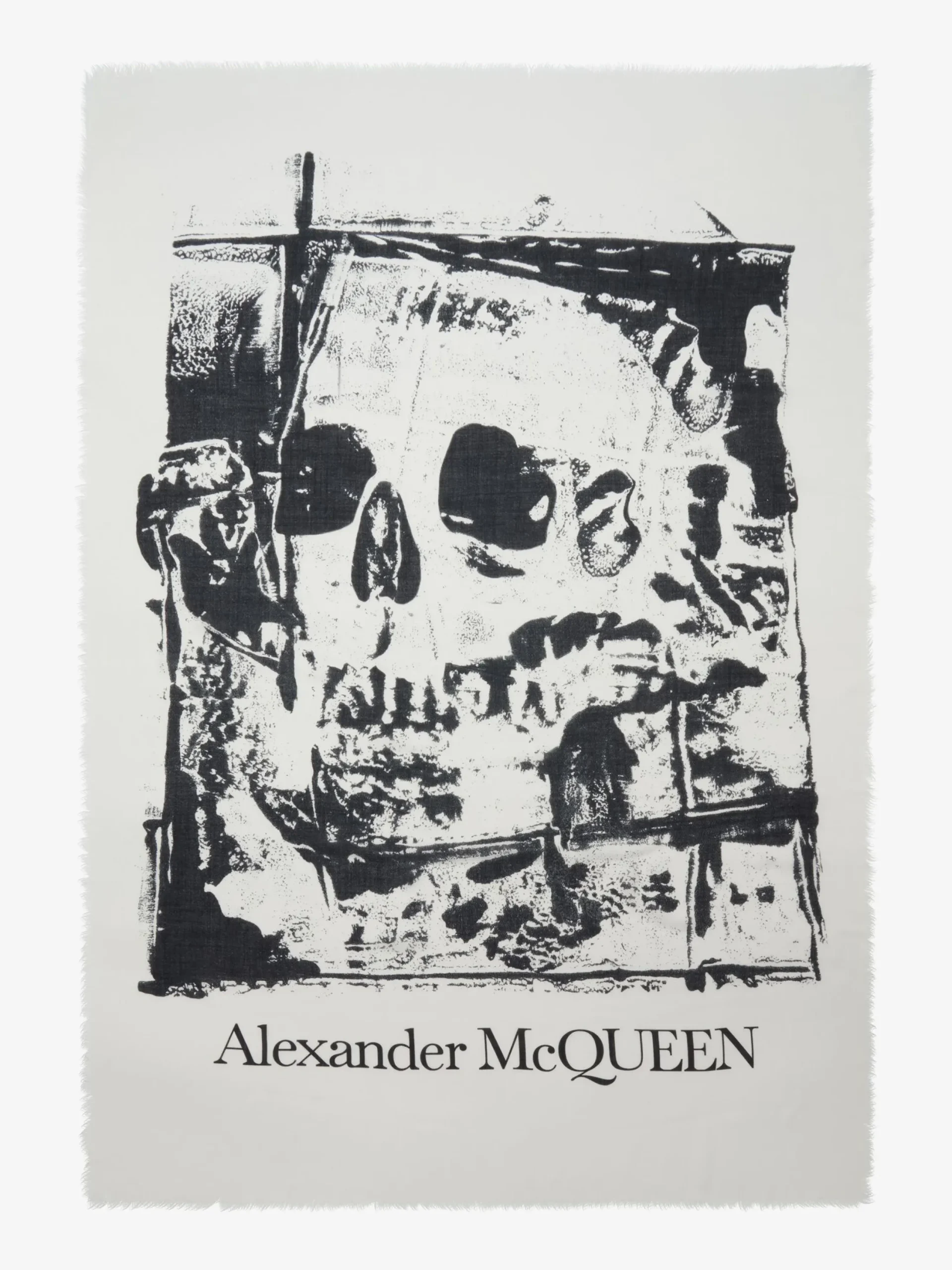 Online Alexander McQueen Men's Fold Skull Shawl in White/Black