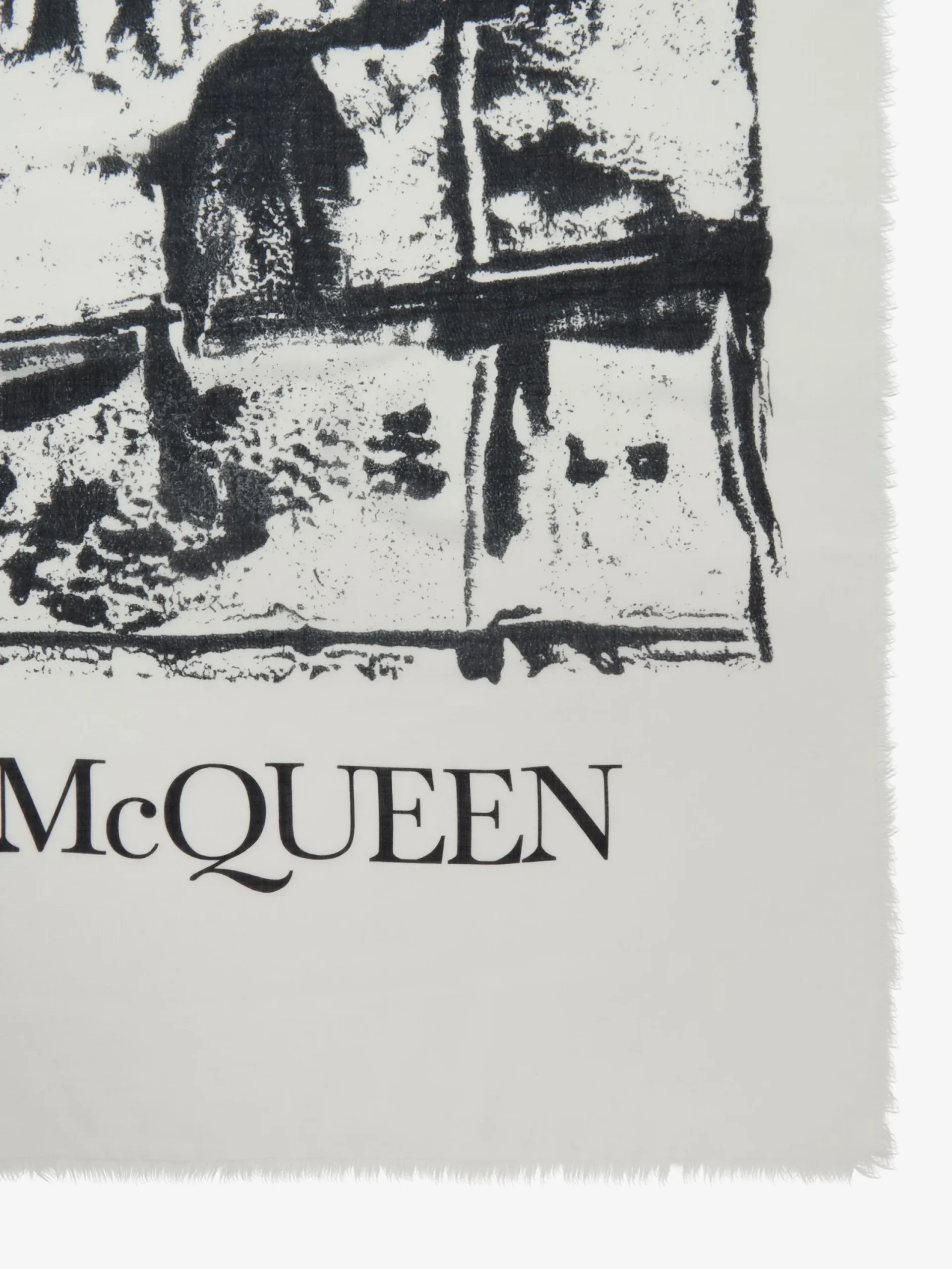Online Alexander McQueen Men's Fold Skull Shawl in White/Black
