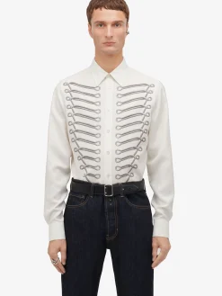 Fashion Alexander McQueen Men's Frogging Shirt in Ivory