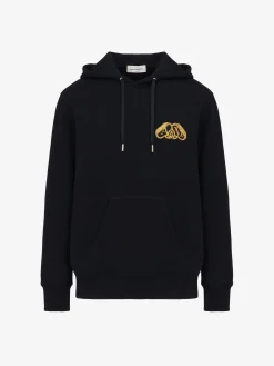 Best Alexander McQueen Men's Half Seal Logo Hooded Sweatshirt in Black