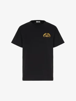 Cheap Alexander McQueen Men's Half Seal Logo T-shirt in Black