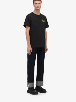 Cheap Alexander McQueen Men's Half Seal Logo T-shirt in Black