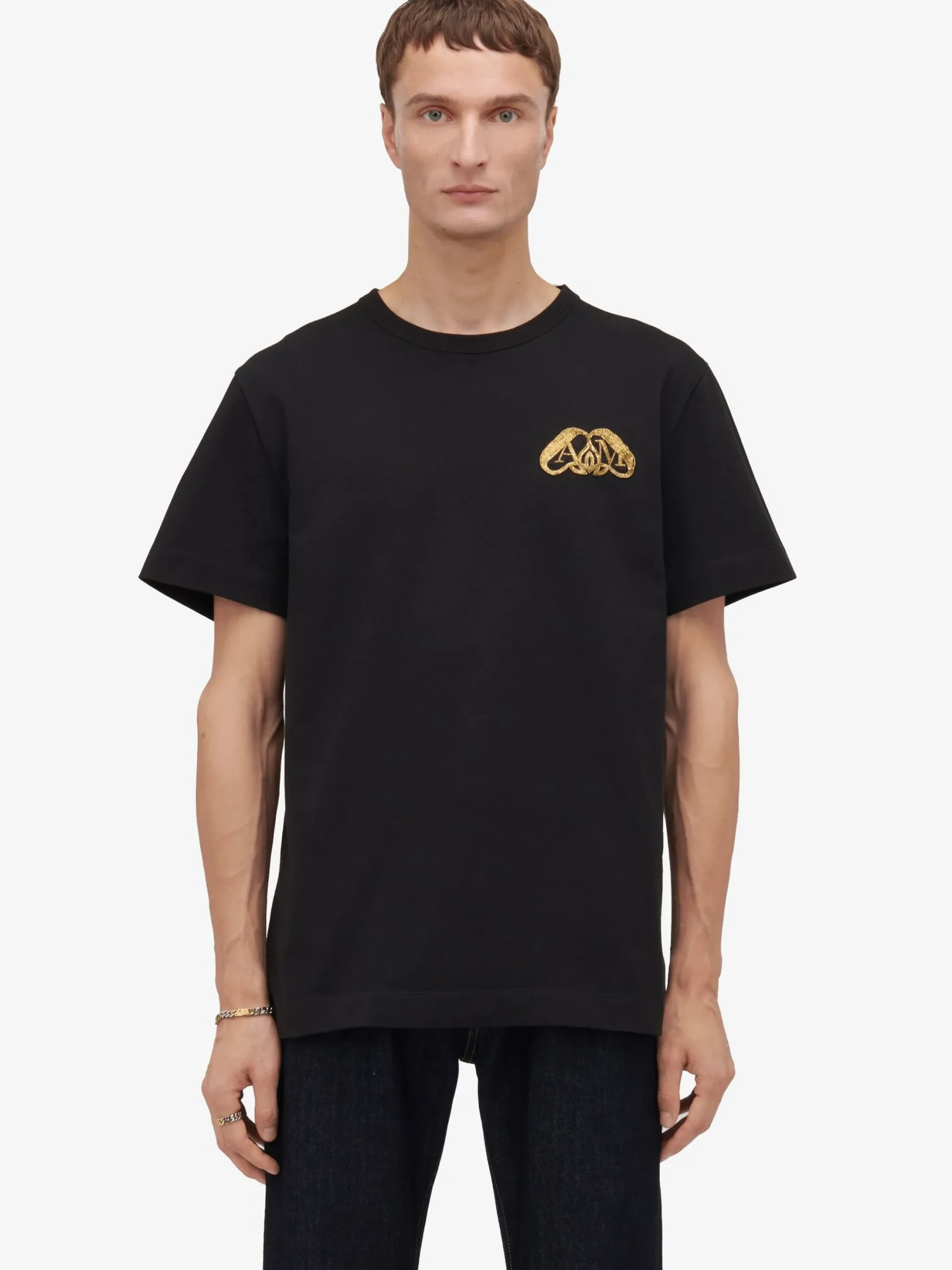 Cheap Alexander McQueen Men's Half Seal Logo T-shirt in Black