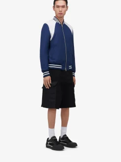 Online Alexander McQueen Men's Harness Bomber Jacket in Indigo