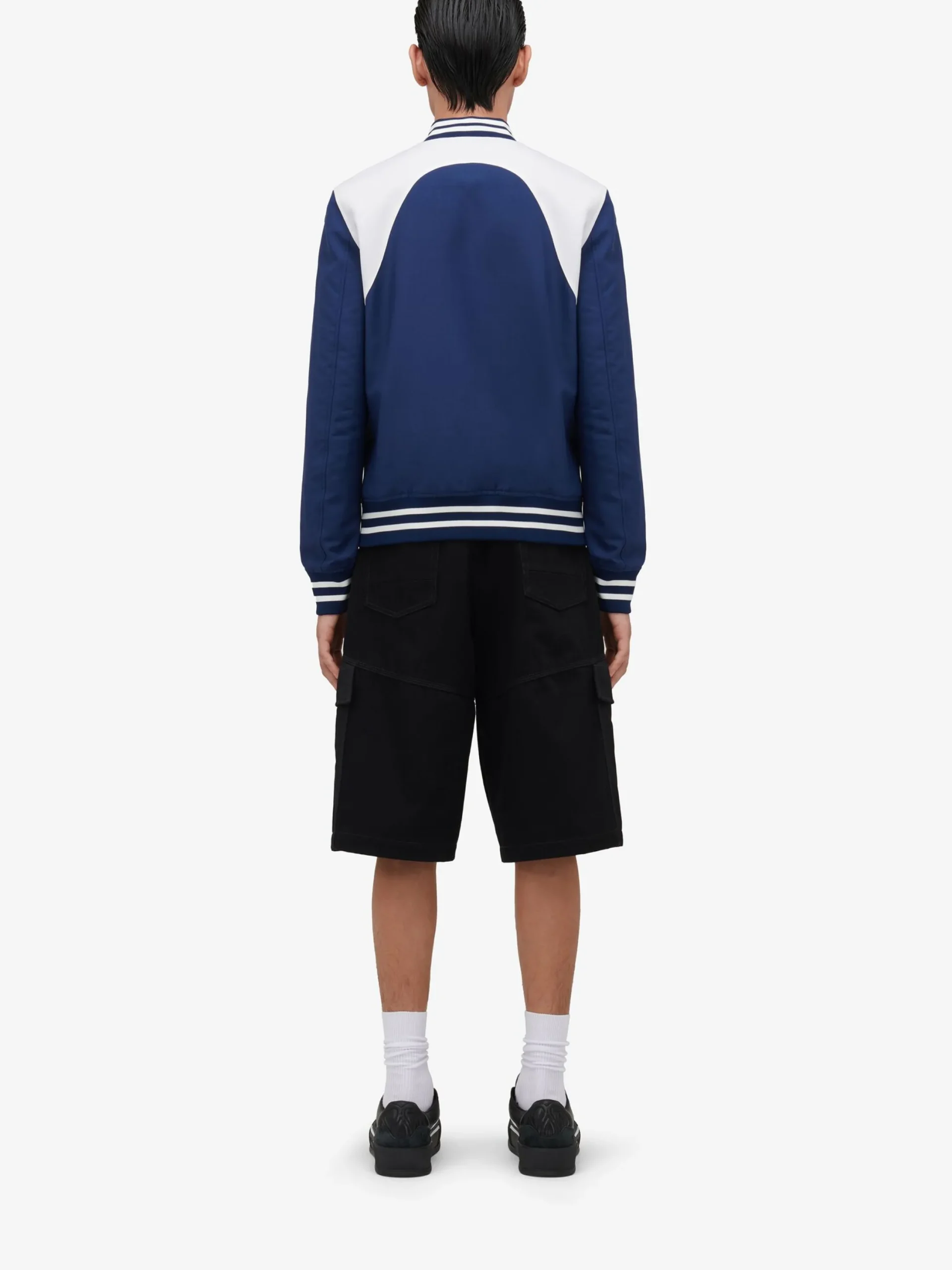 Online Alexander McQueen Men's Harness Bomber Jacket in Indigo