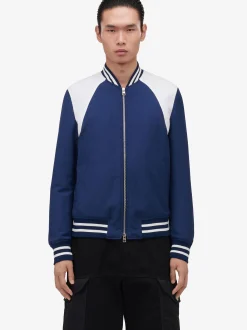 Online Alexander McQueen Men's Harness Bomber Jacket in Indigo