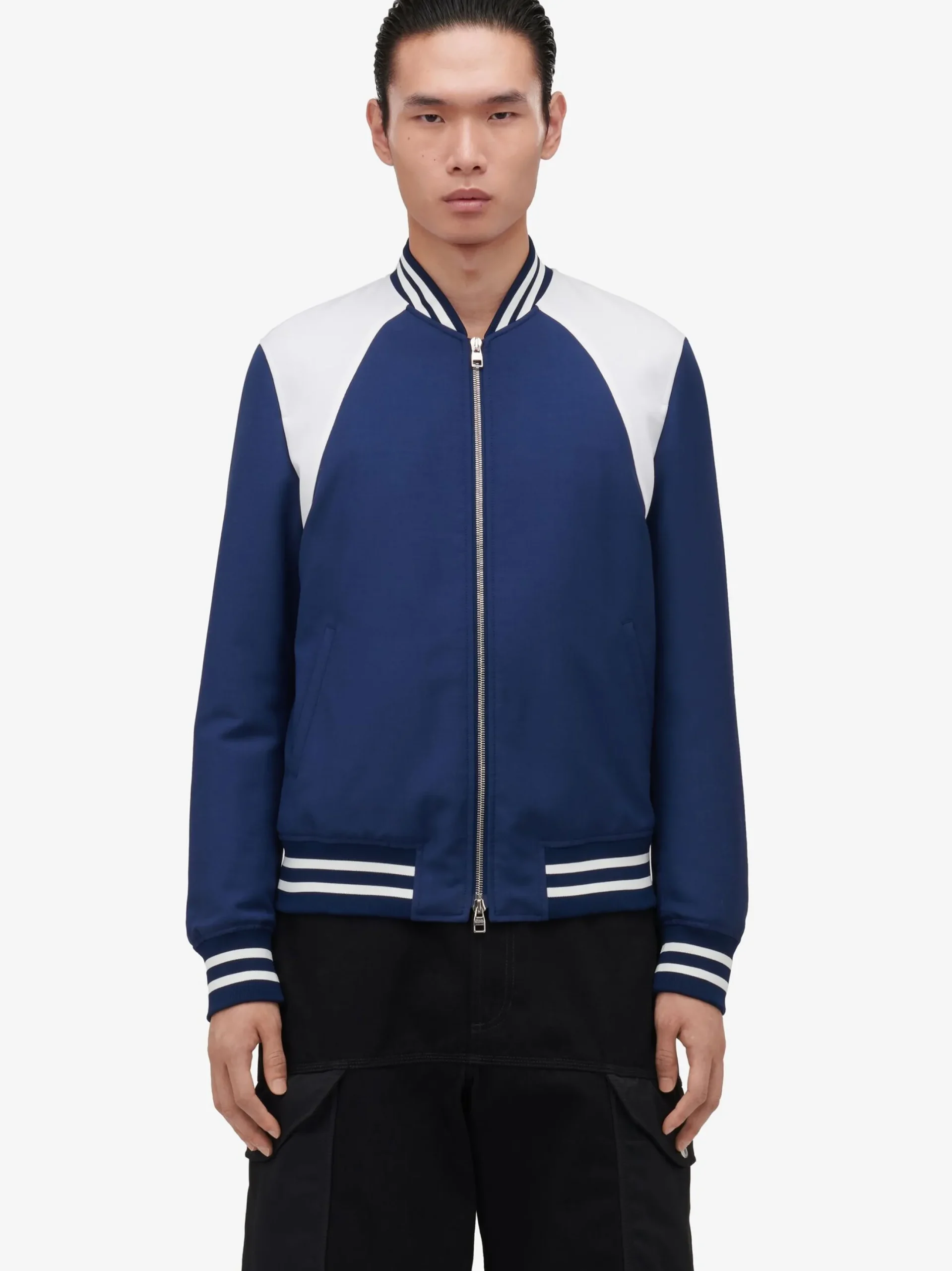 Online Alexander McQueen Men's Harness Bomber Jacket in Indigo