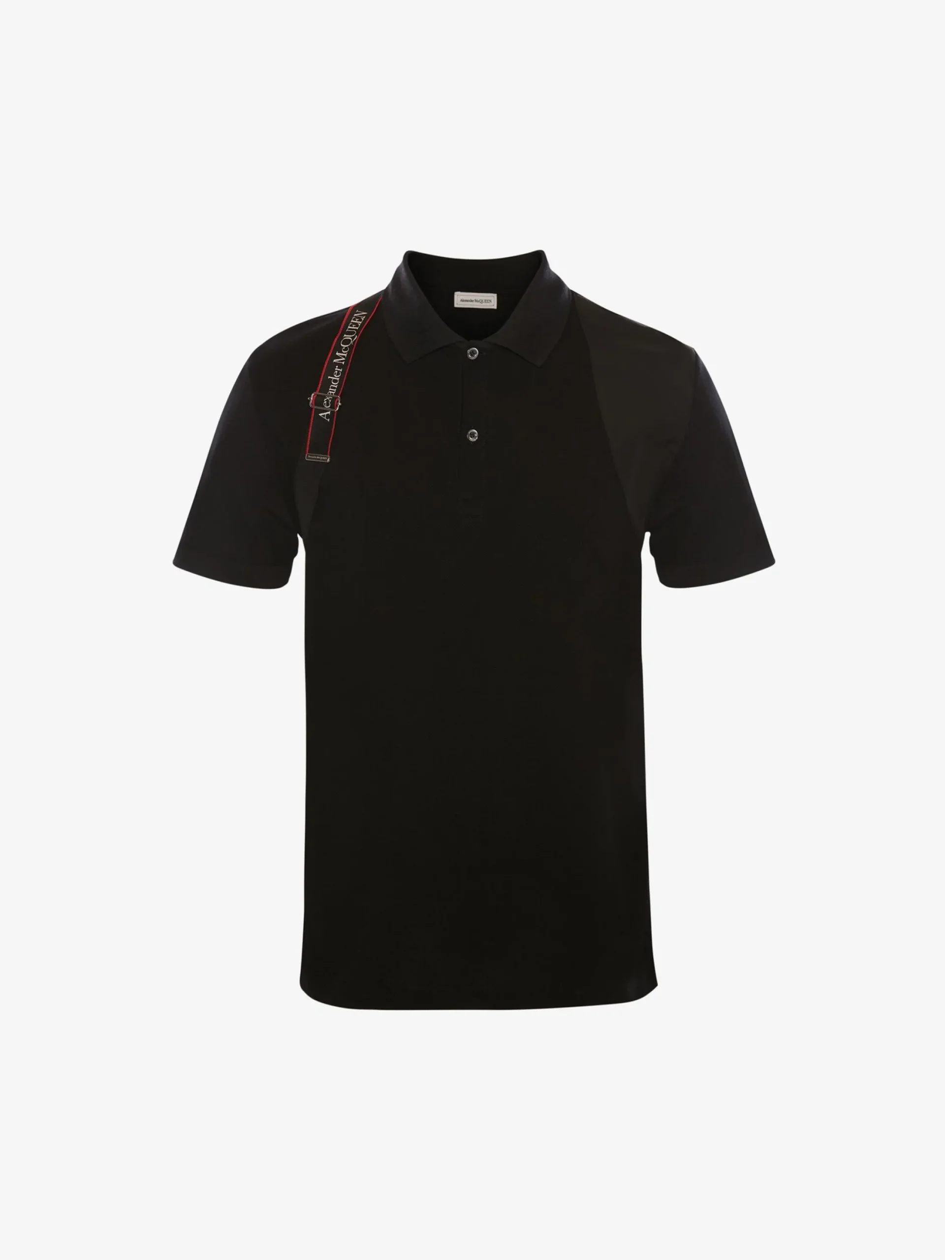 Store Alexander McQueen Men's Harness Polo Shirt in Black