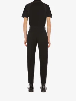 Store Alexander McQueen Men's Harness Polo Shirt in Black