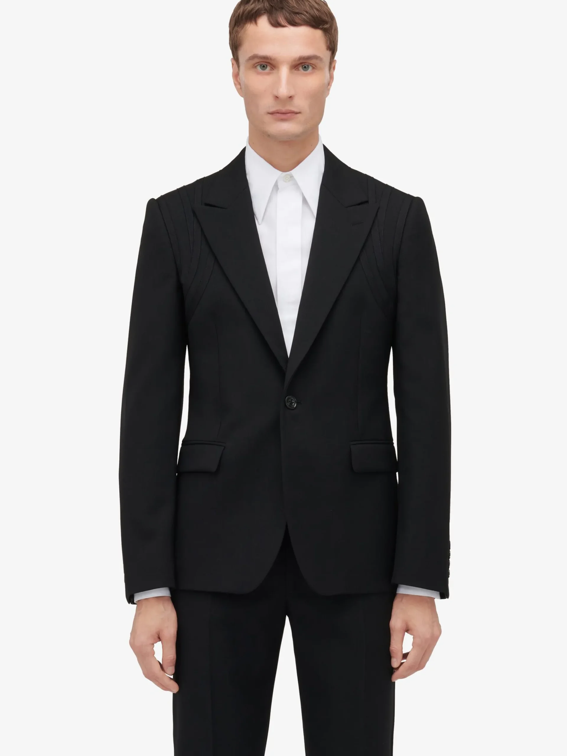 New Alexander McQueen Men's Harness Single-breasted Jacket in Black