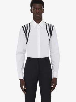Discount Alexander McQueen Men's Harness Tape Shirt in Optical White