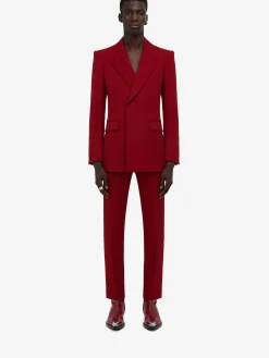 Cheap Alexander McQueen Men's Horizontal Lapel Double-breasted Jacket in Garnet
