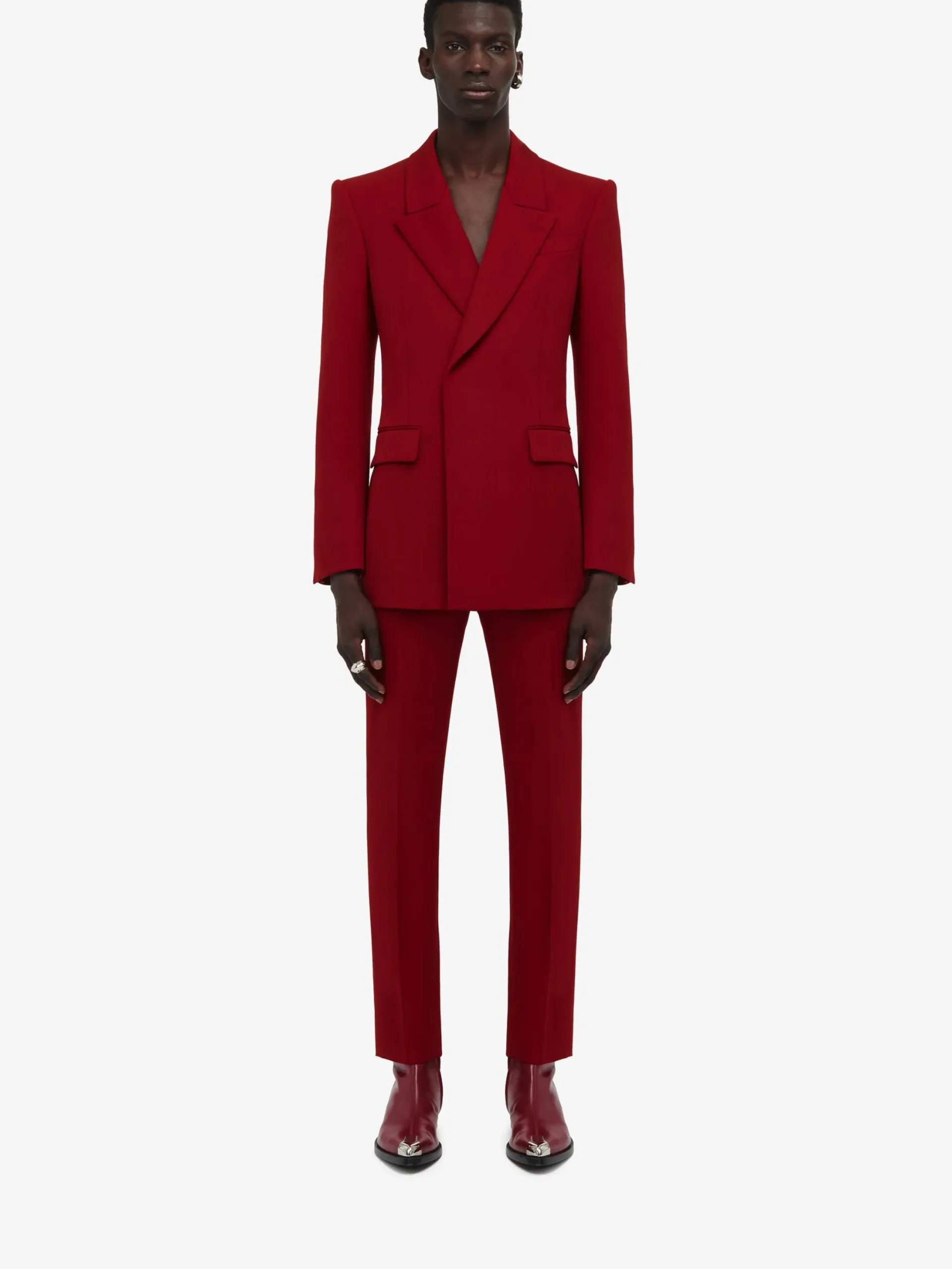 Cheap Alexander McQueen Men's Horizontal Lapel Double-breasted Jacket in Garnet