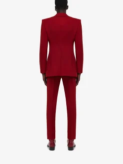 Cheap Alexander McQueen Men's Horizontal Lapel Double-breasted Jacket in Garnet
