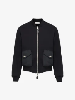 Store Alexander McQueen Men's Hybrid Bomber Jacket in Black