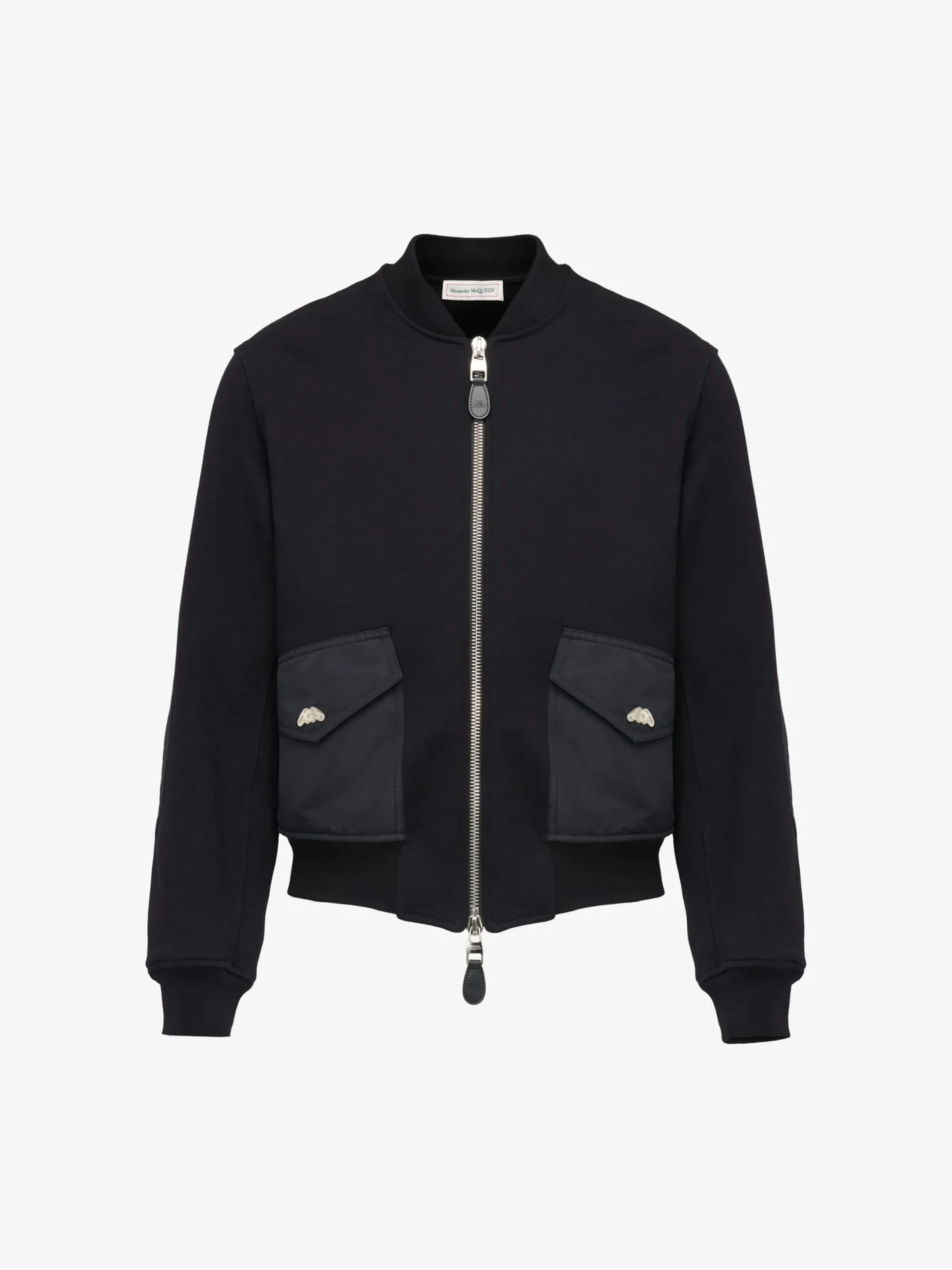 Store Alexander McQueen Men's Hybrid Bomber Jacket in Black
