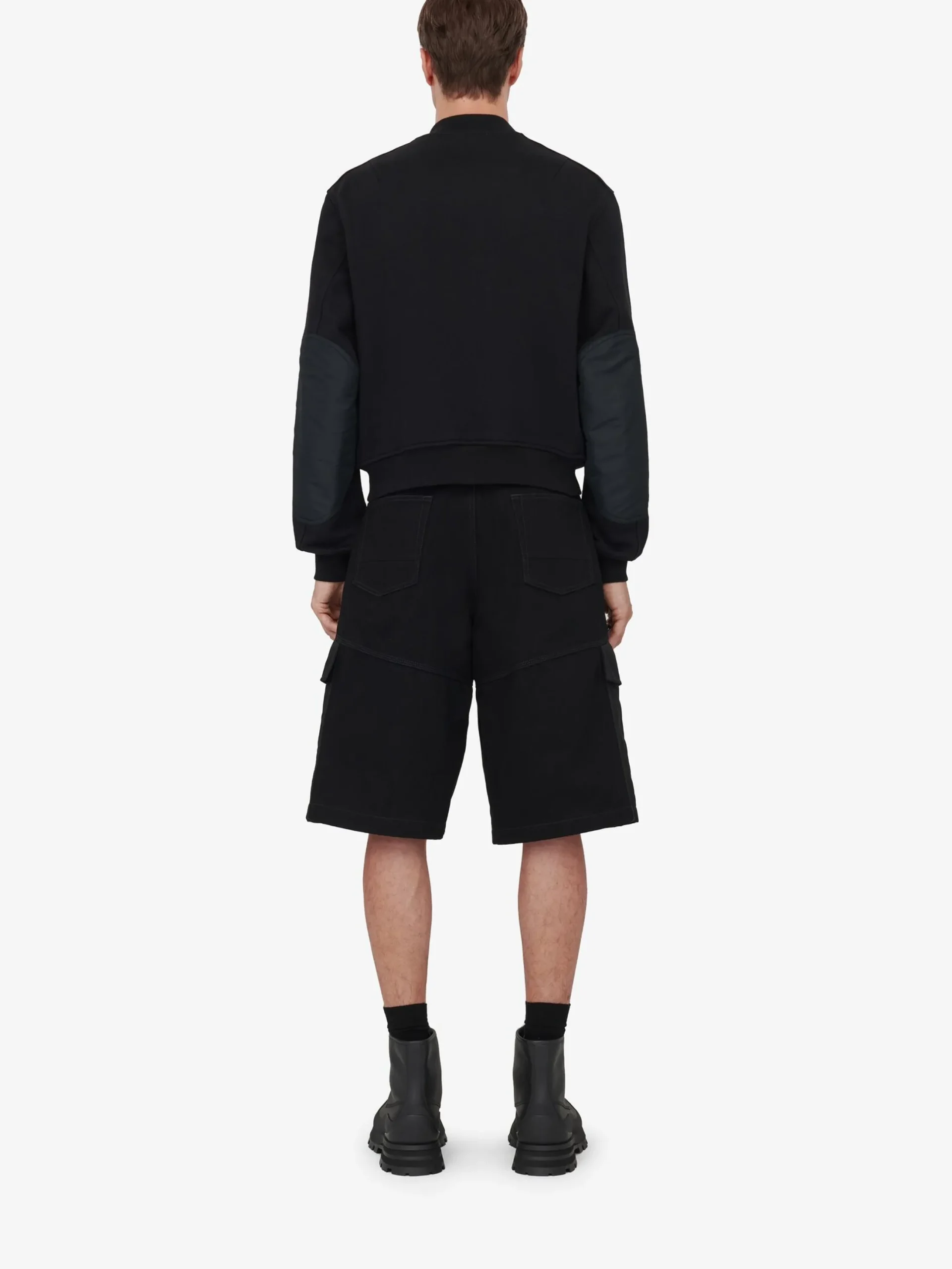 Store Alexander McQueen Men's Hybrid Bomber Jacket in Black