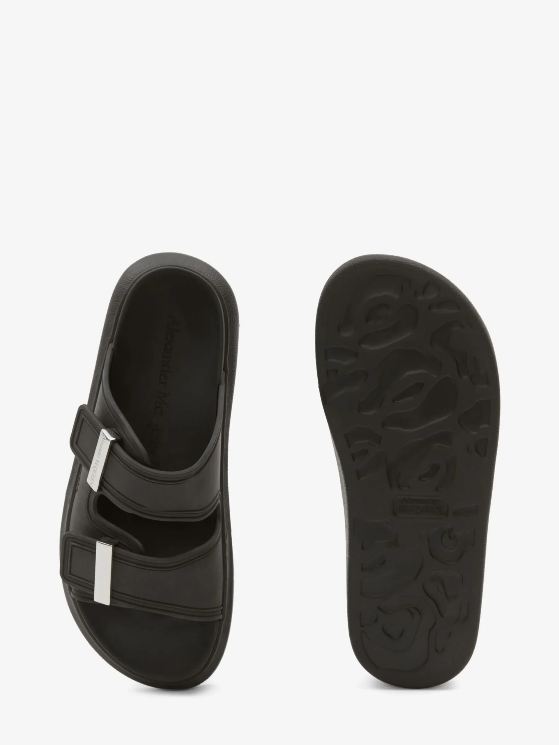 Cheap Alexander McQueen Men's Hybrid Slide in Black/Silver
