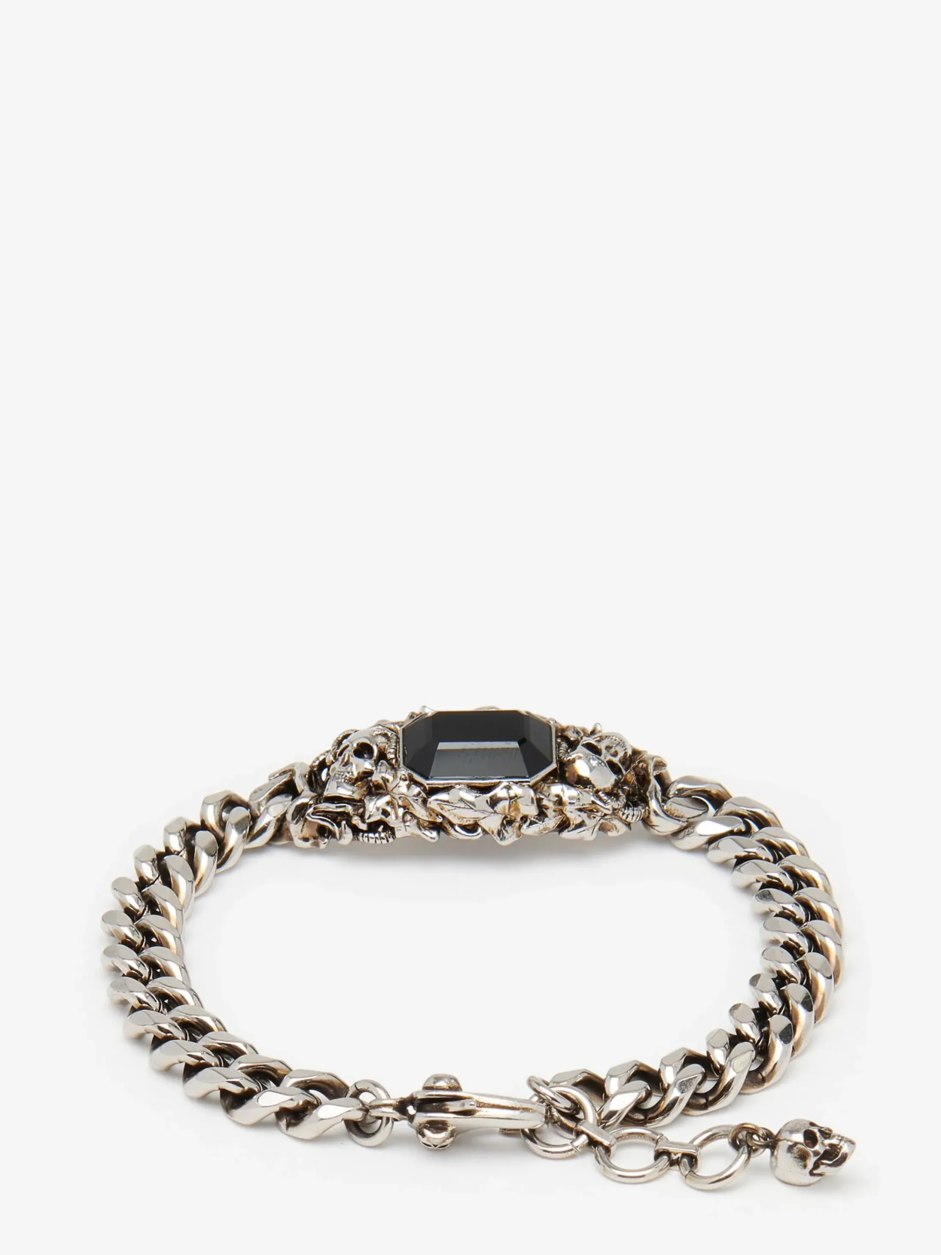 Clearance Alexander McQueen Men's Ivy Skull Chain Bracelet in Antique Silver