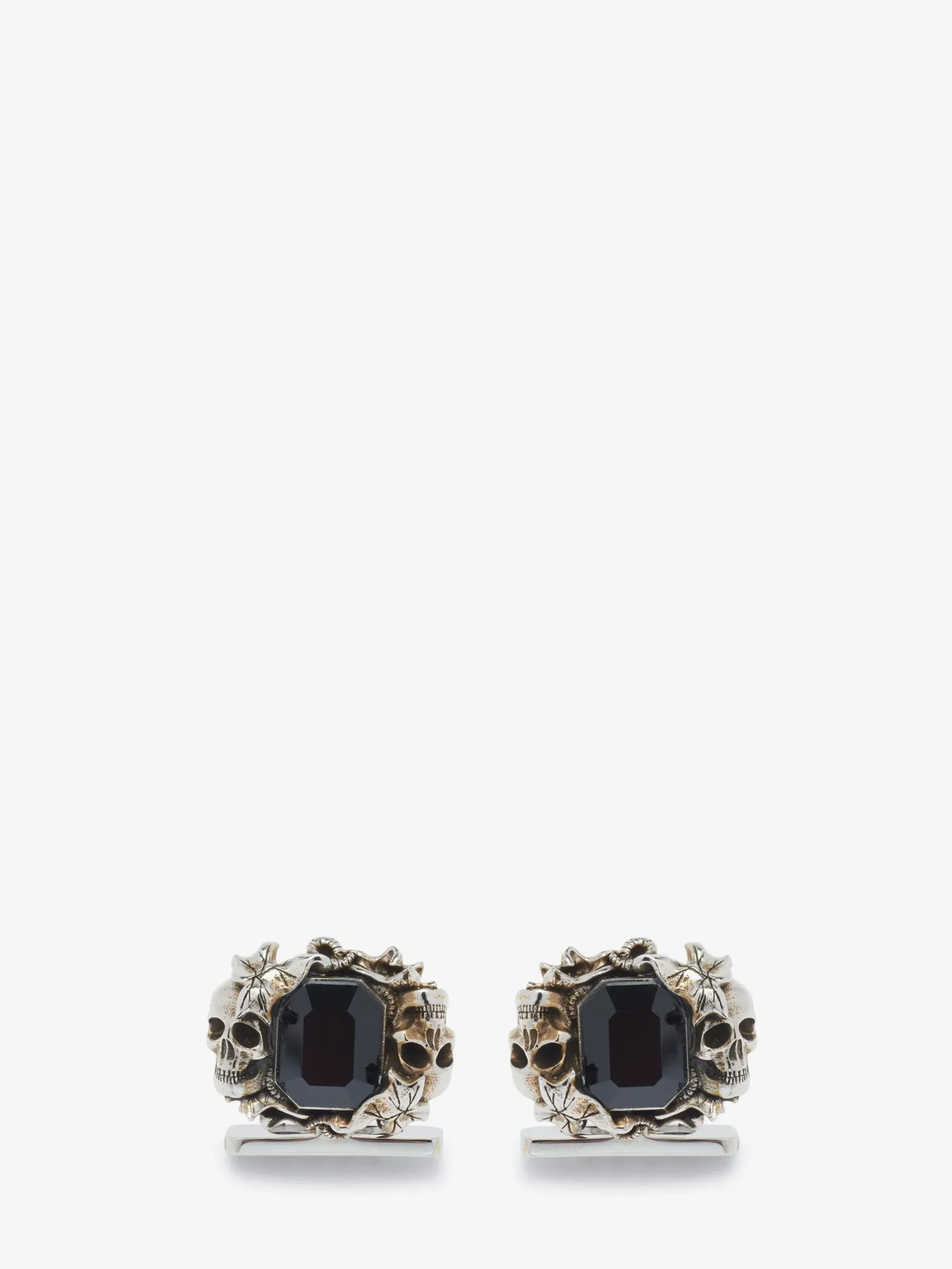 Sale Alexander McQueen Men's Ivy Skull Cufflinks in Antique Silver