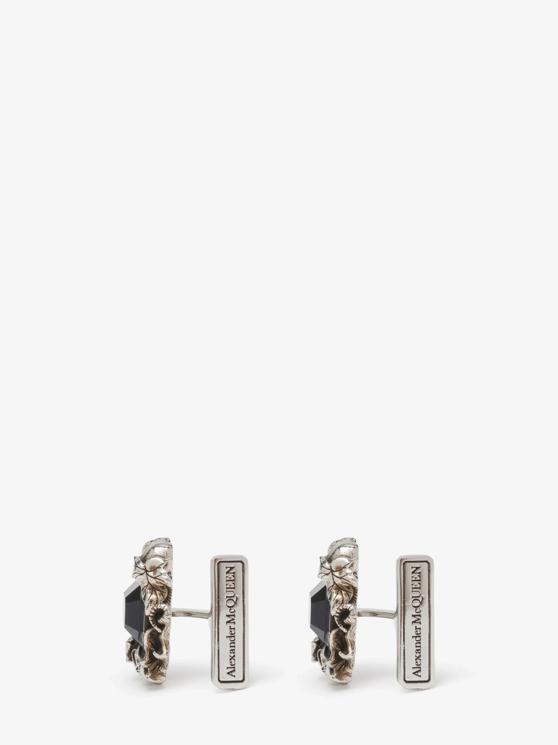 Sale Alexander McQueen Men's Ivy Skull Cufflinks in Antique Silver