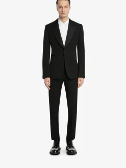 Sale Alexander McQueen Men's Large Lapels Tailored Jacket in Black