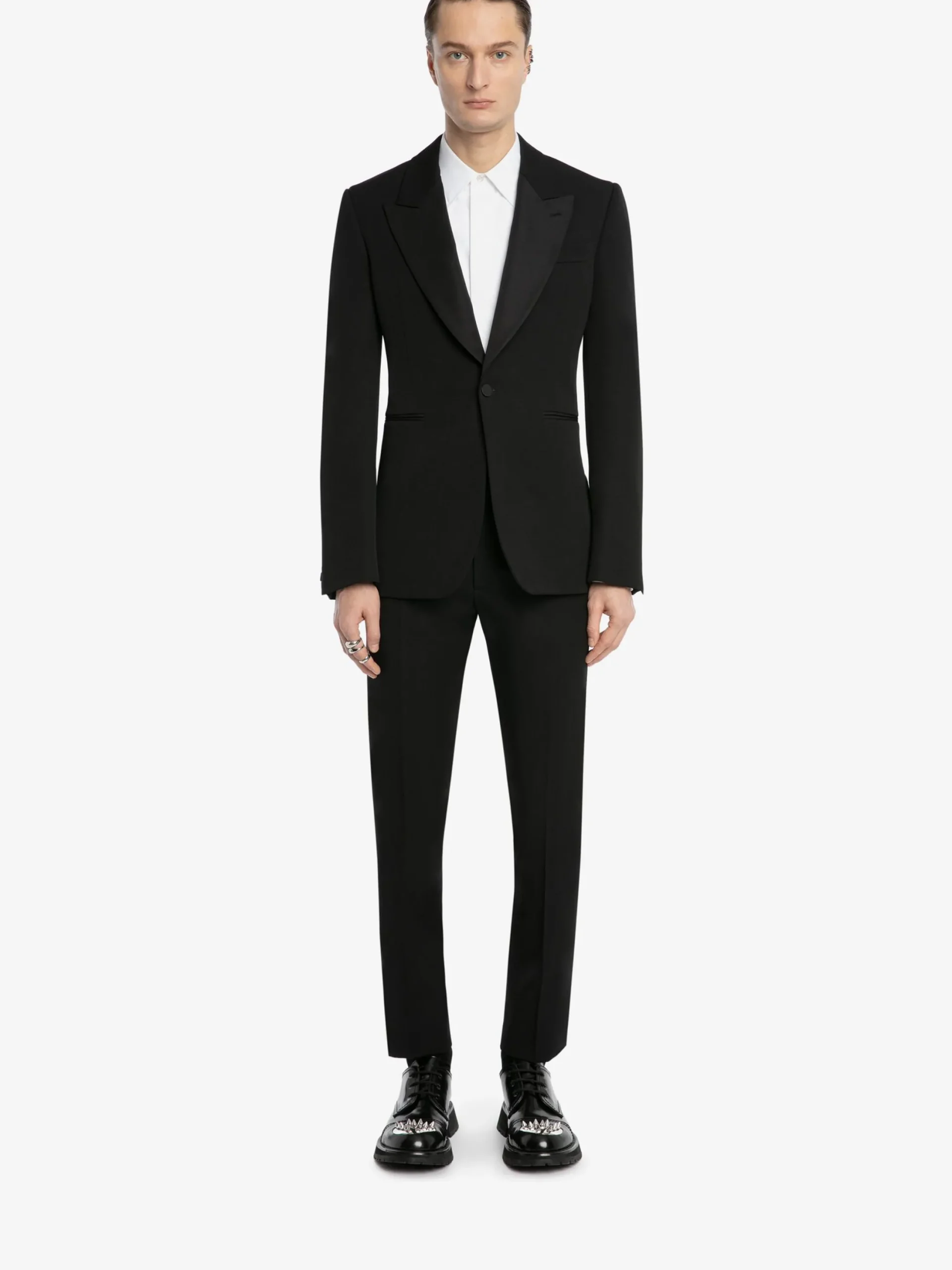 Sale Alexander McQueen Men's Large Lapels Tailored Jacket in Black