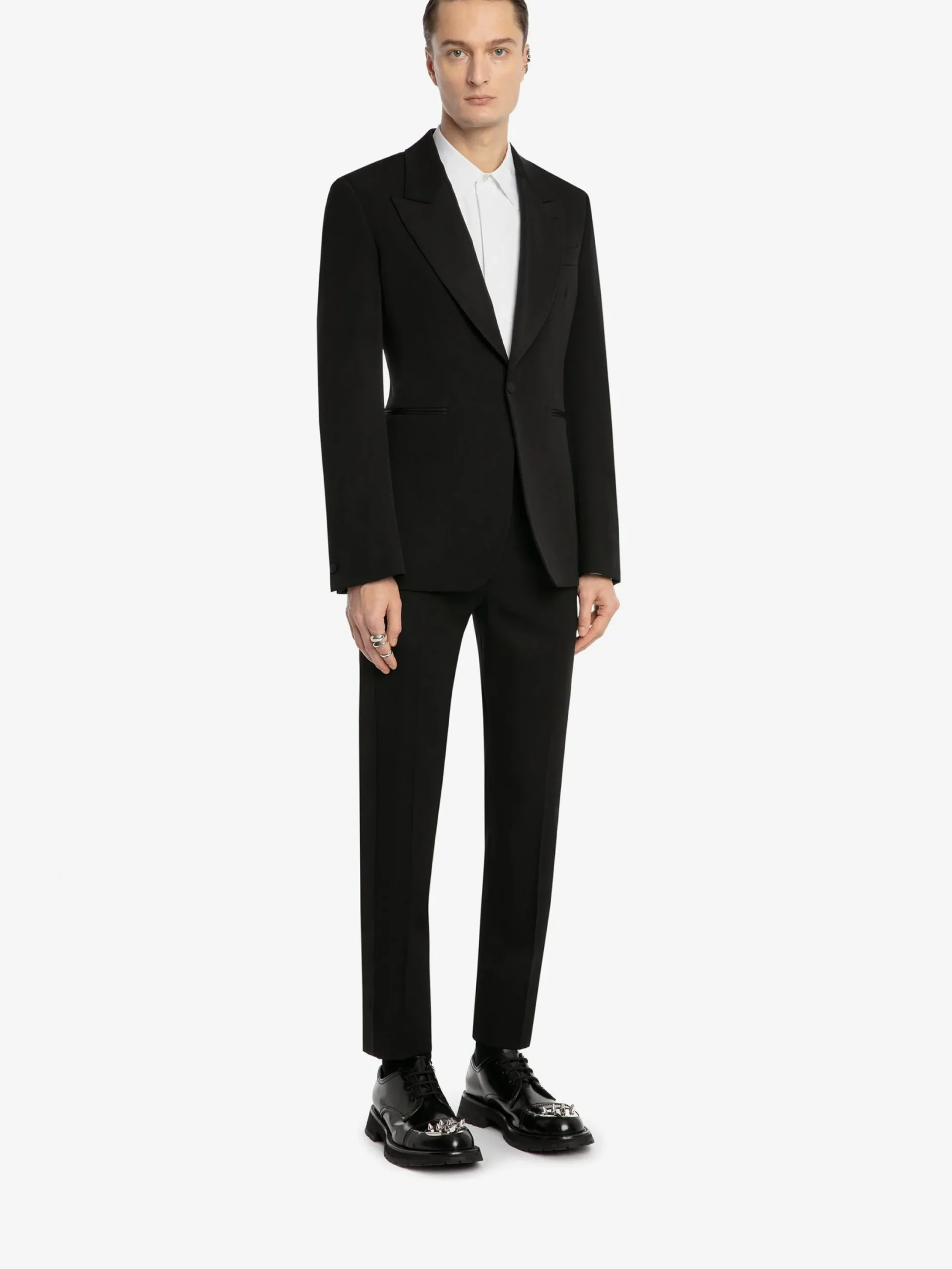Sale Alexander McQueen Men's Large Lapels Tailored Jacket in Black