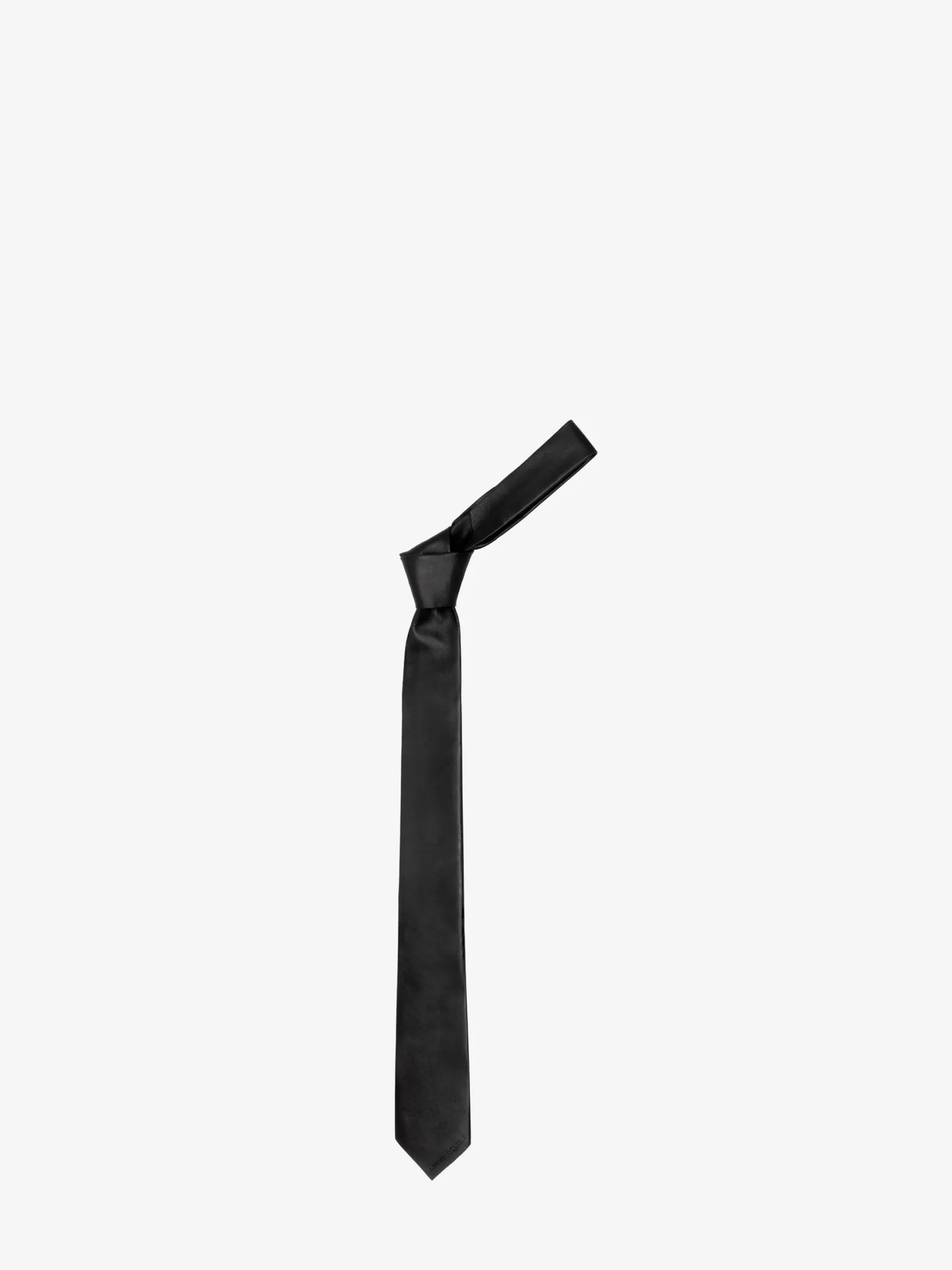 Discount Alexander McQueen Men's Leather Tie in Black