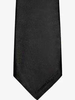 Discount Alexander McQueen Men's Leather Tie in Black