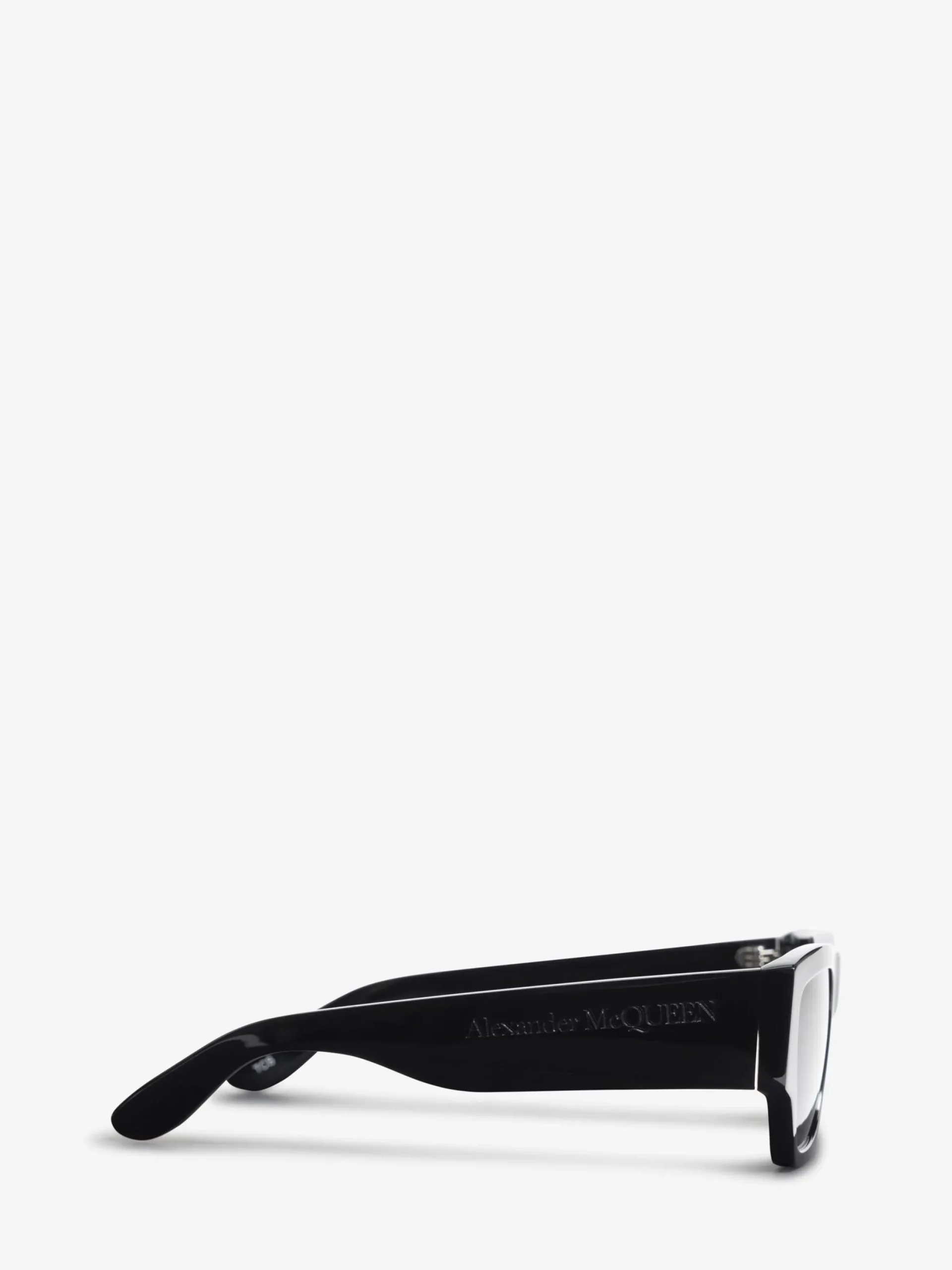 Clearance Alexander McQueen Men's McQueen Angled Rectangular Sunglasses in Black/Smoke