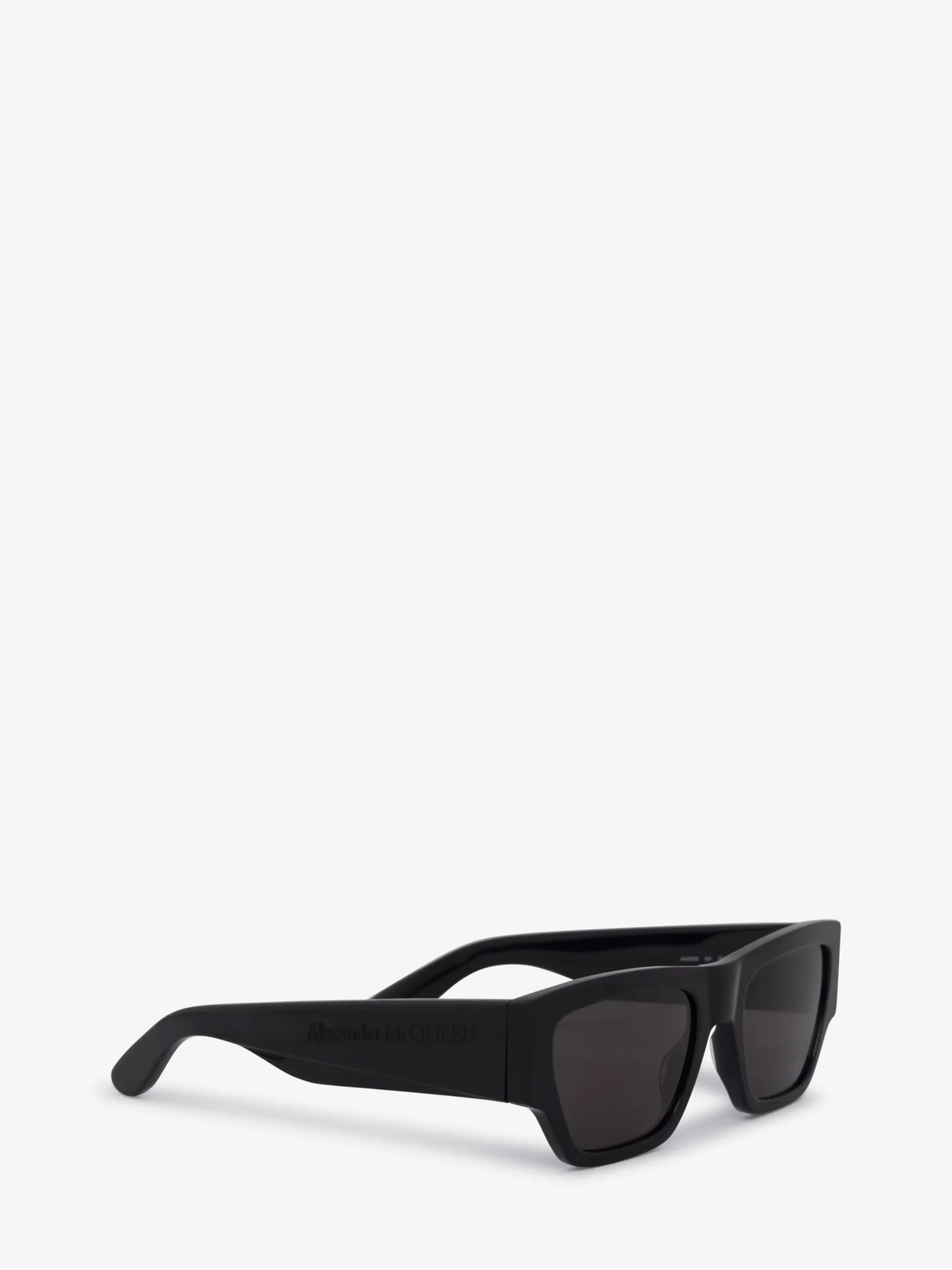 Clearance Alexander McQueen Men's McQueen Angled Rectangular Sunglasses in Black/Smoke