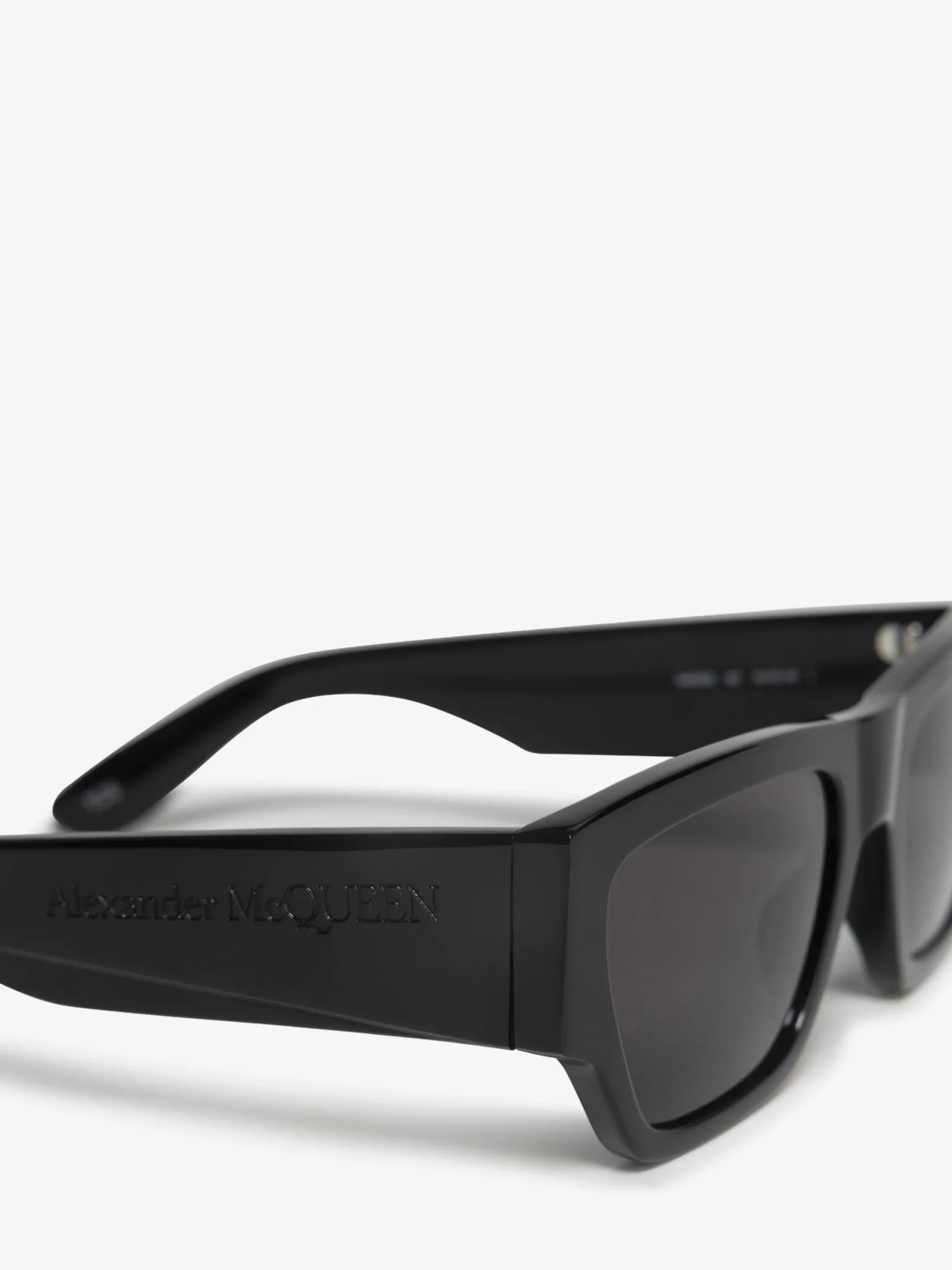 Clearance Alexander McQueen Men's McQueen Angled Rectangular Sunglasses in Black/Smoke