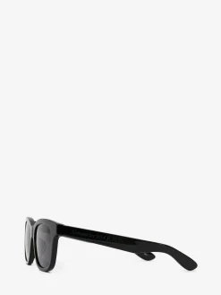 Best Sale Alexander McQueen Men's McQueen Angled Rectangular Sunglasses in Black