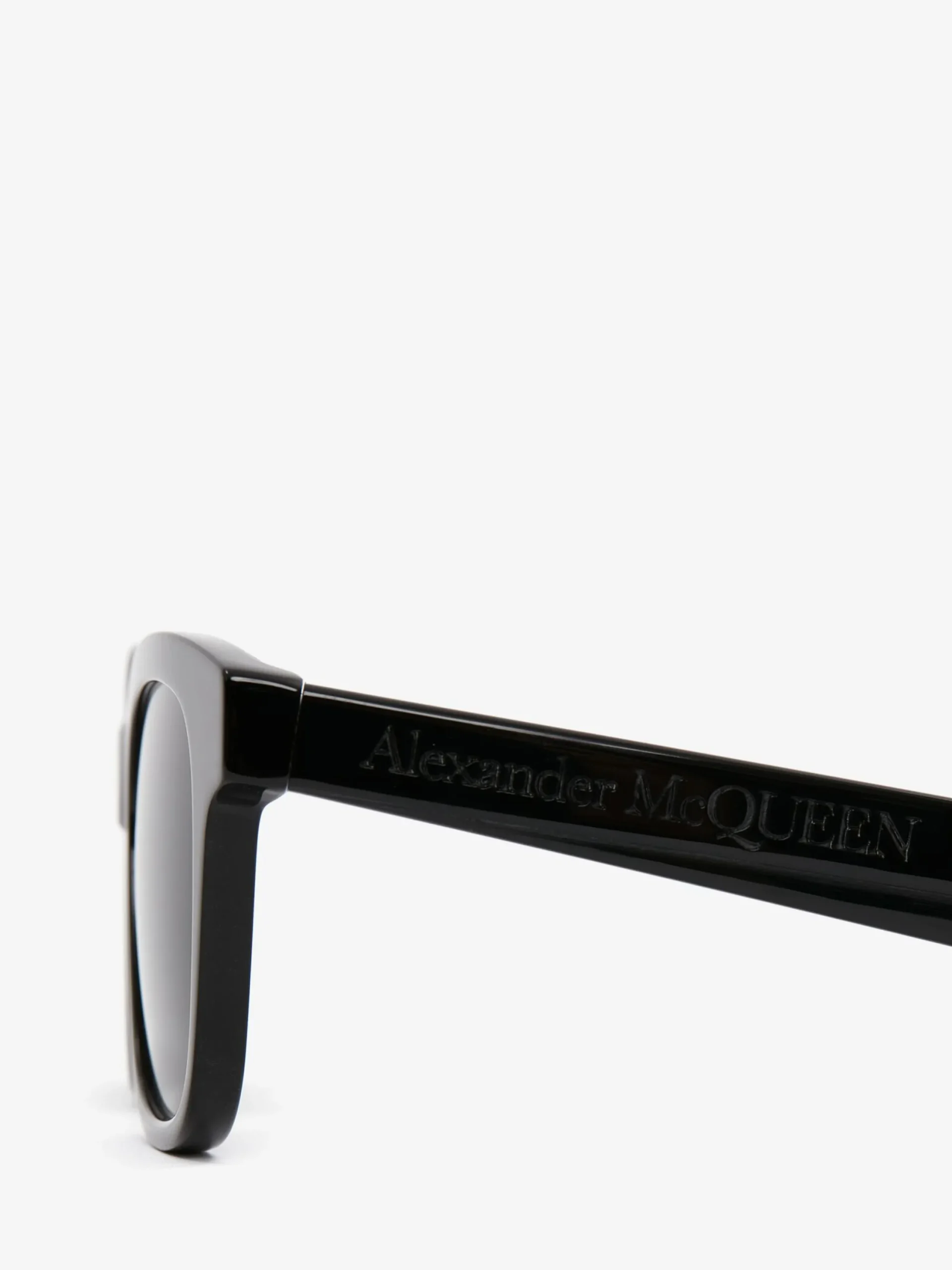 Best Sale Alexander McQueen Men's McQueen Angled Rectangular Sunglasses in Black