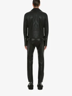 Outlet Alexander McQueen Men's McQueen Classic Leather Biker Jacket in Black