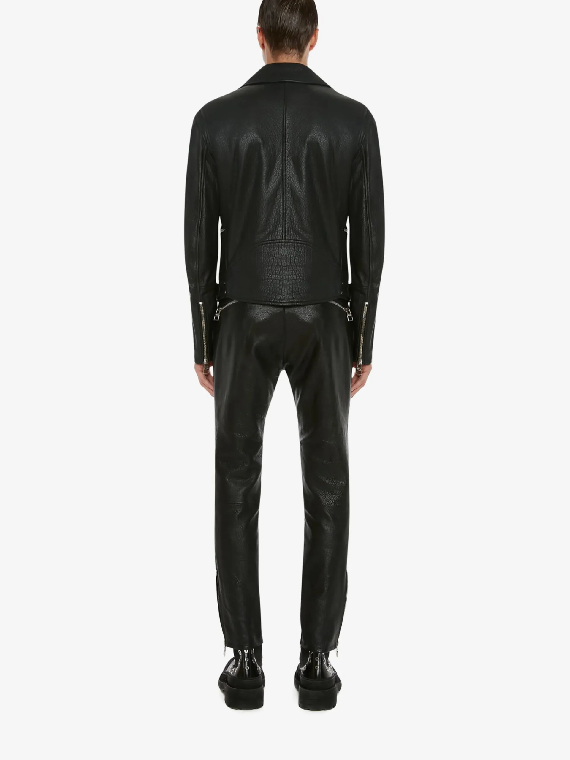 Outlet Alexander McQueen Men's McQueen Classic Leather Biker Jacket in Black