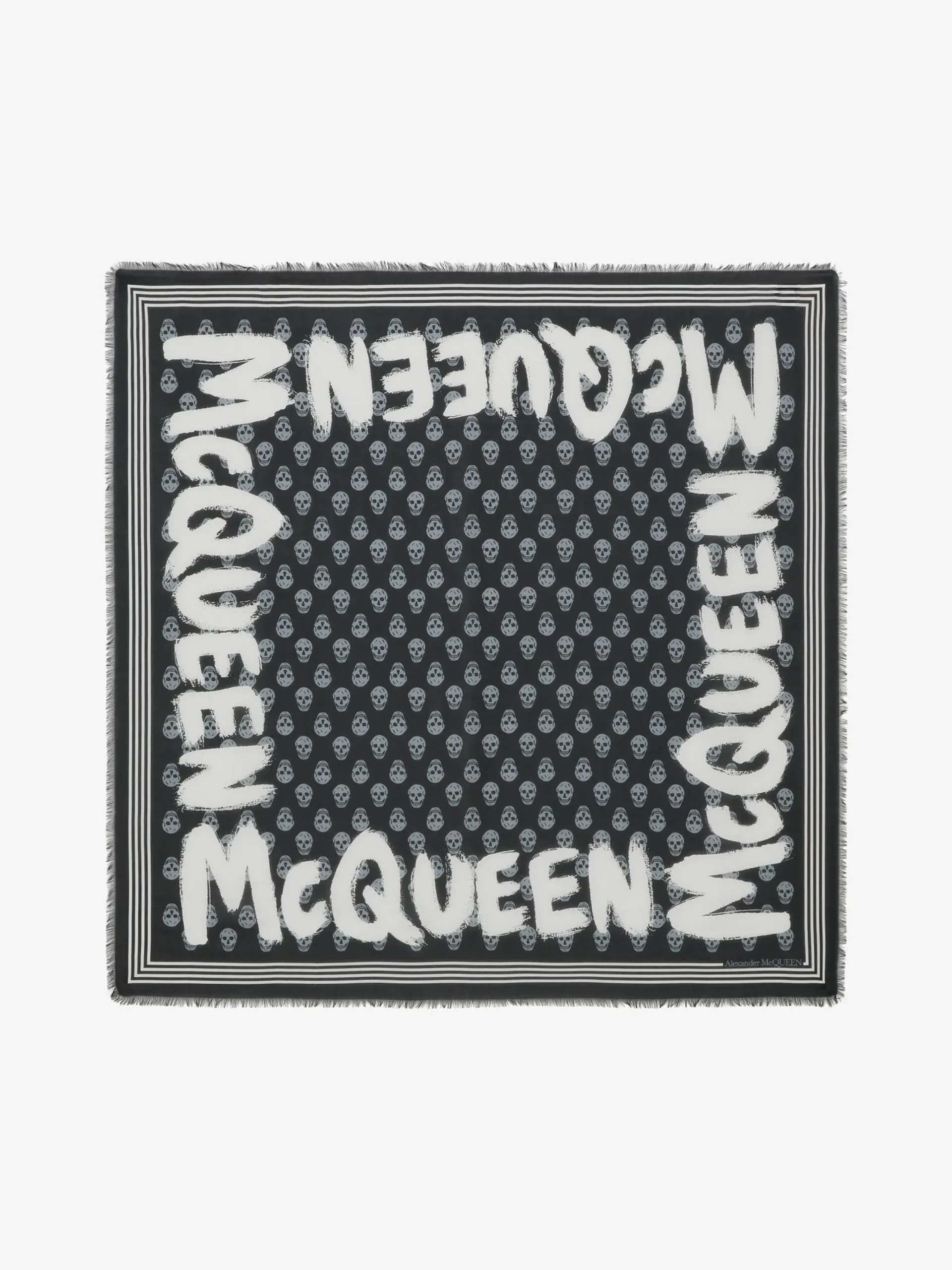 Cheap Alexander McQueen Men's McQueen Graffiti Biker Scarf in Black/Ivory