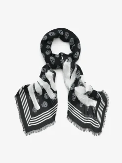 Cheap Alexander McQueen Men's McQueen Graffiti Biker Scarf in Black/Ivory