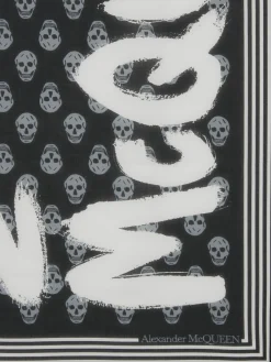 Cheap Alexander McQueen Men's McQueen Graffiti Biker Scarf in Black/Ivory