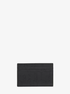 Store Alexander McQueen Men's McQueen Graffiti Card Holder in Black