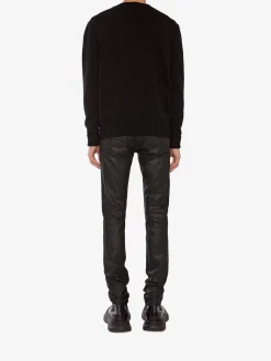 New Alexander McQueen Men's McQueen Graffiti Crew Neck Sweater in Black
