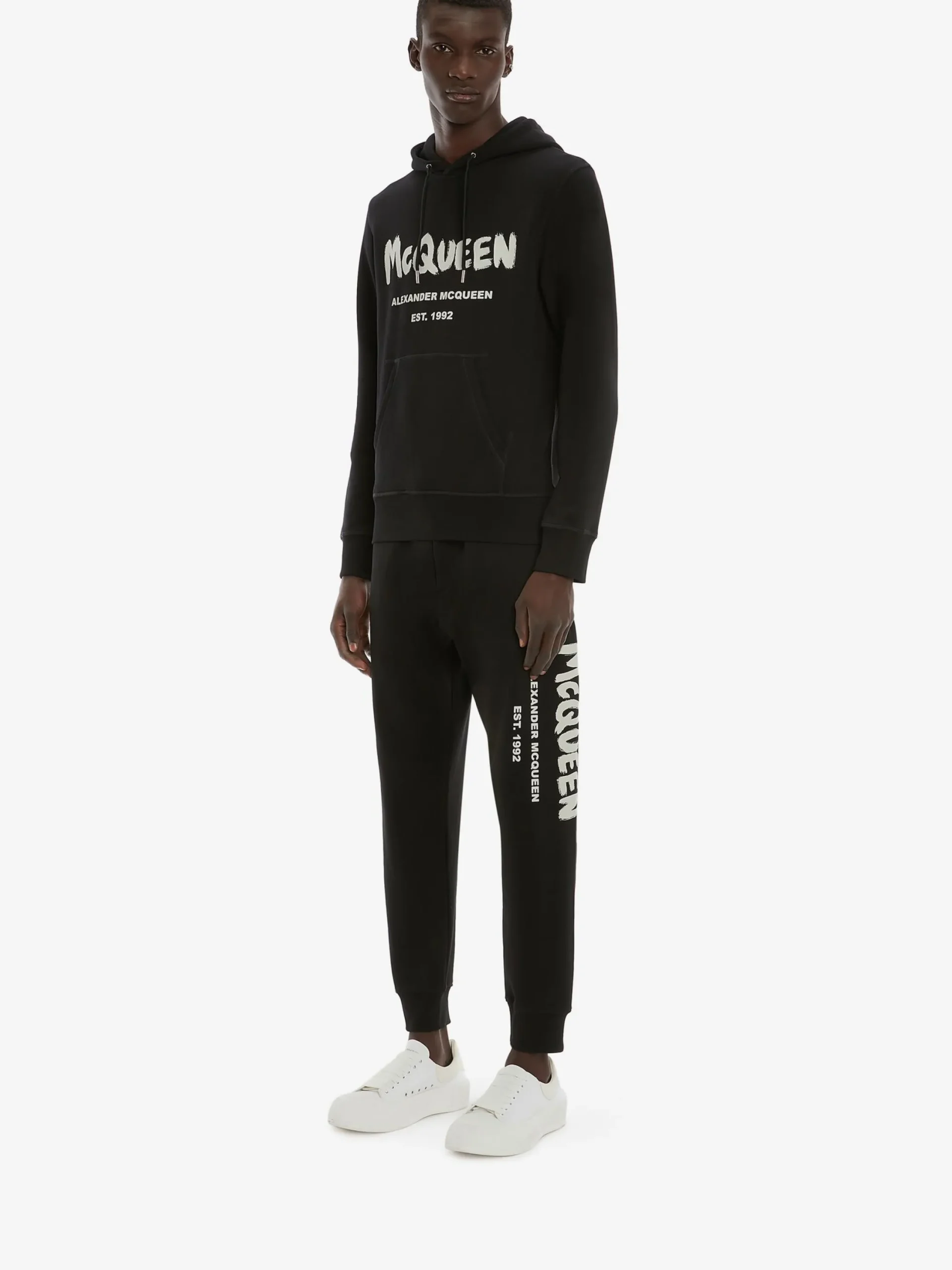 Cheap Alexander McQueen Men's McQueen Graffiti Joggers in Black/Ivory