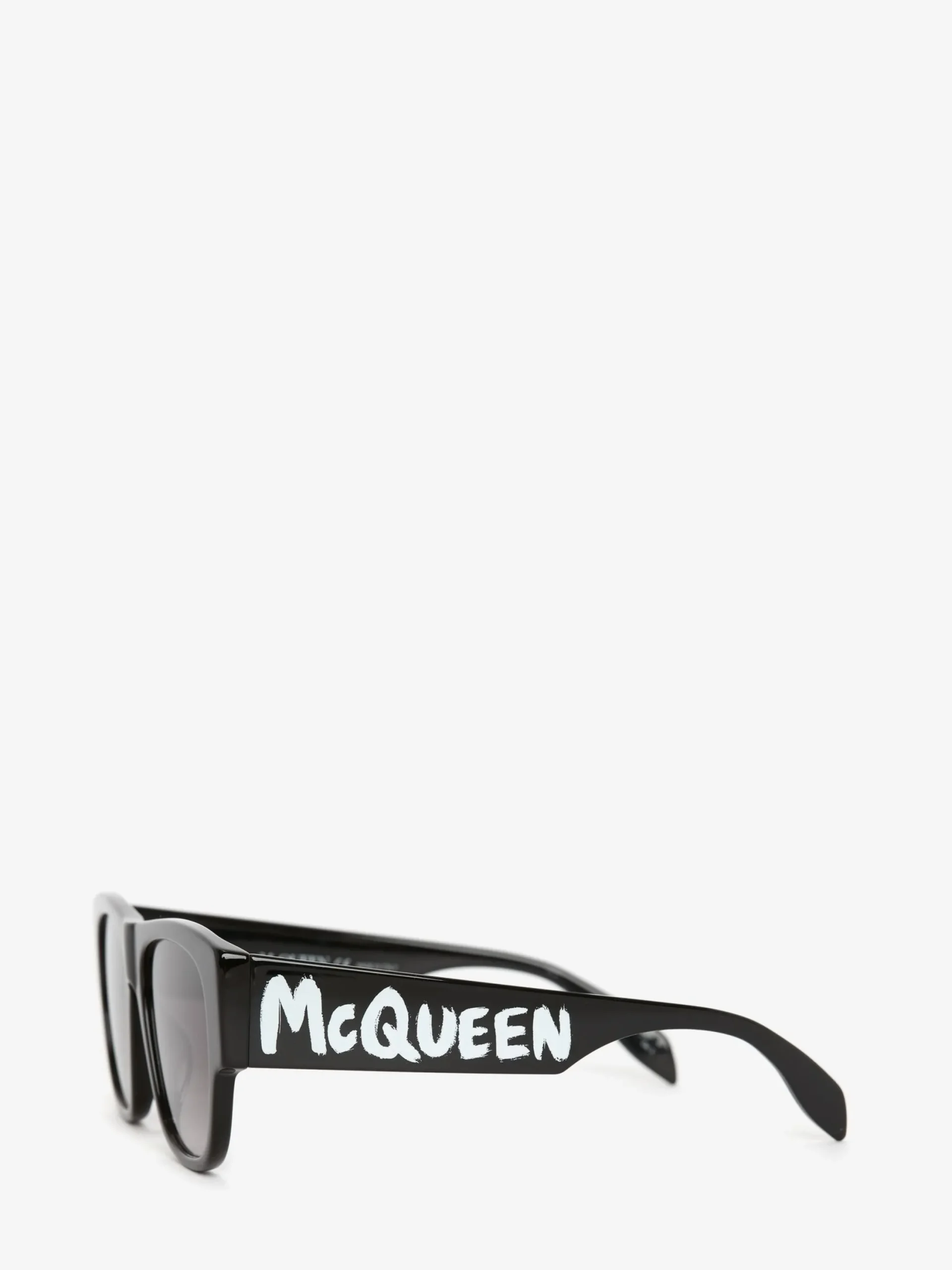 Clearance Alexander McQueen Men's McQueen Graffiti Rectangular Sunglasses in Black/White