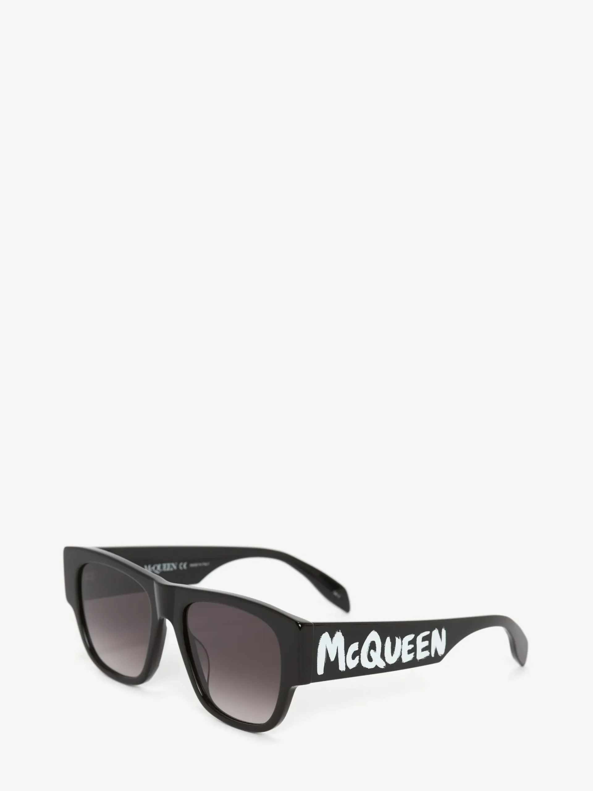 Clearance Alexander McQueen Men's McQueen Graffiti Rectangular Sunglasses in Black/White