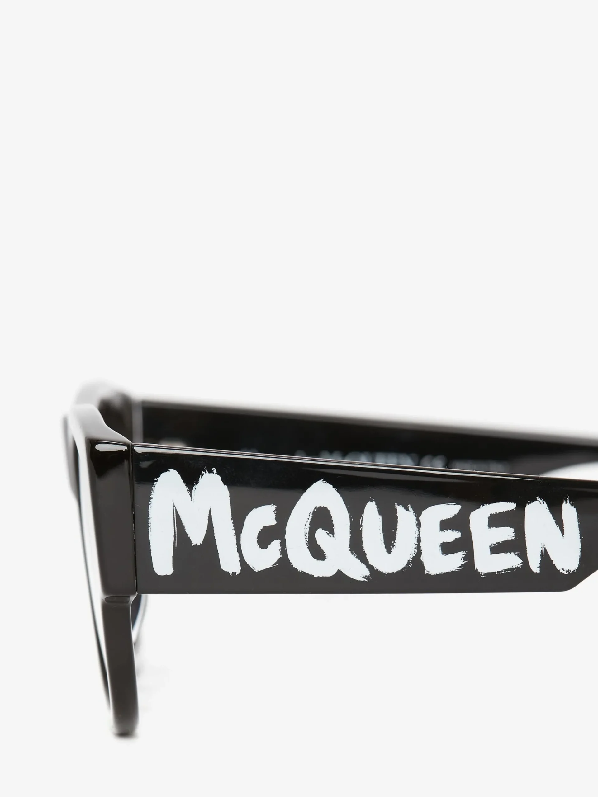 Clearance Alexander McQueen Men's McQueen Graffiti Rectangular Sunglasses in Black/White