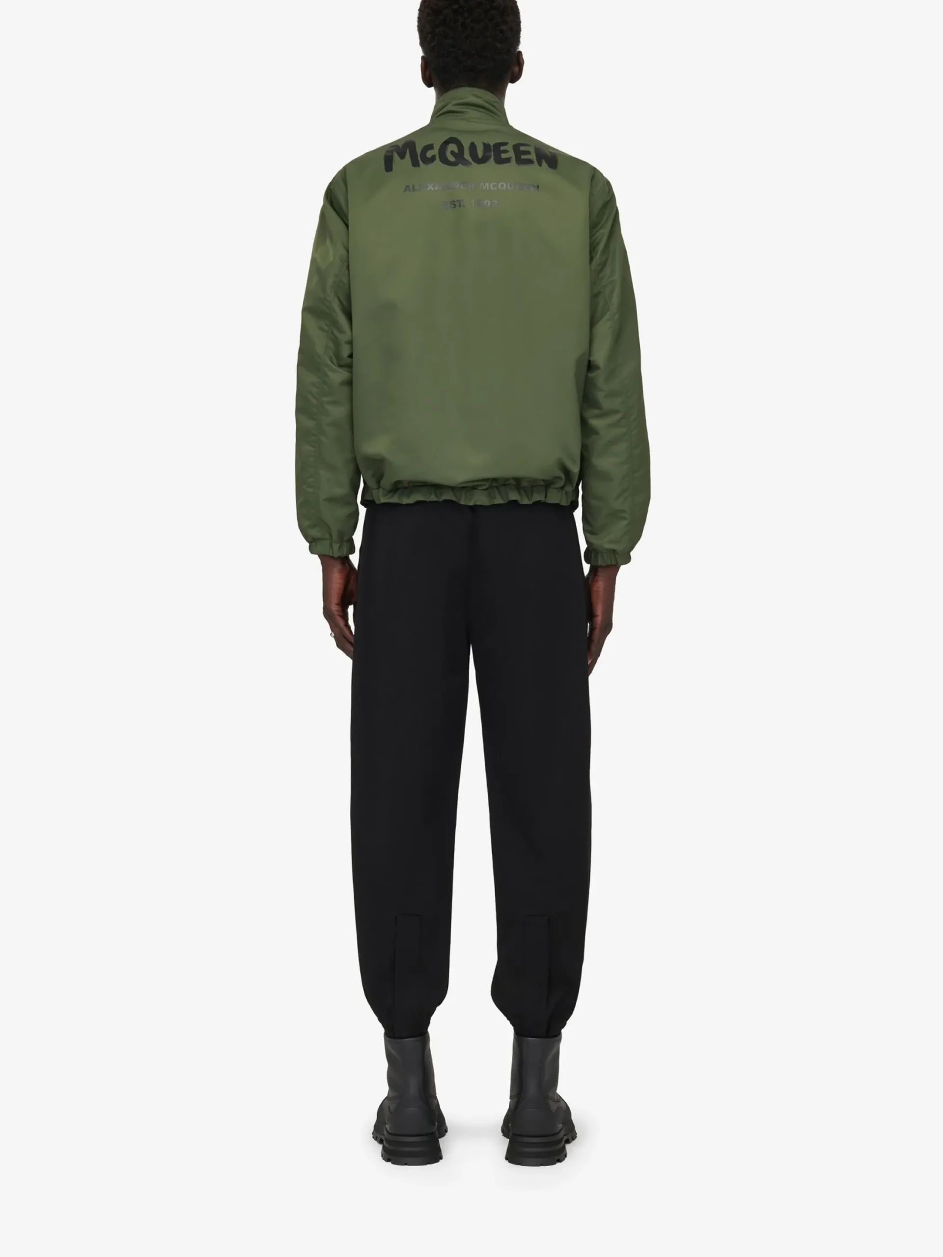 Flash Sale Alexander McQueen Men's McQueen Graffiti Reversible Jacket in Black/Khaki