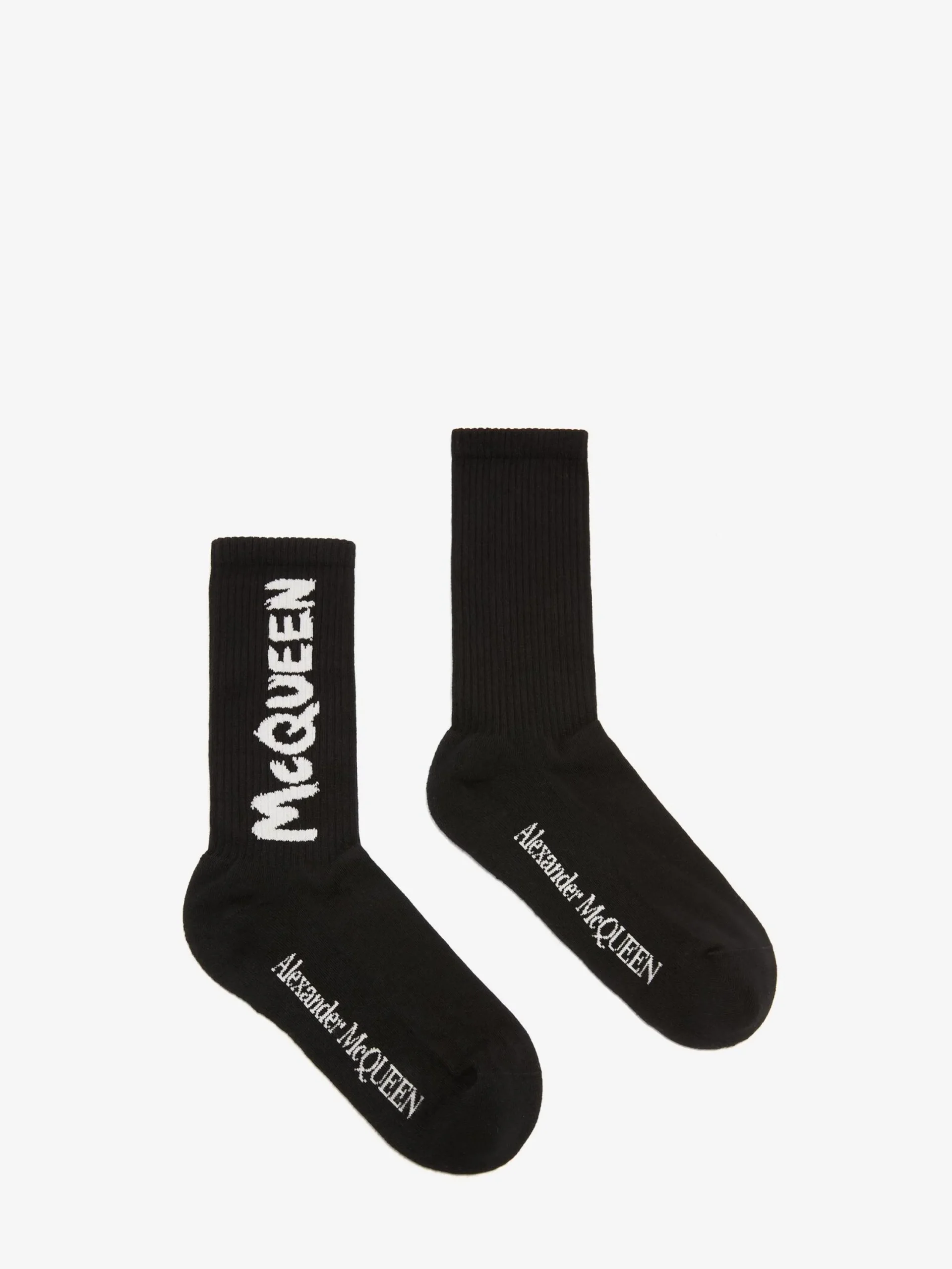 Cheap Alexander McQueen Men's McQueen Graffiti Socks in Black/Ivory